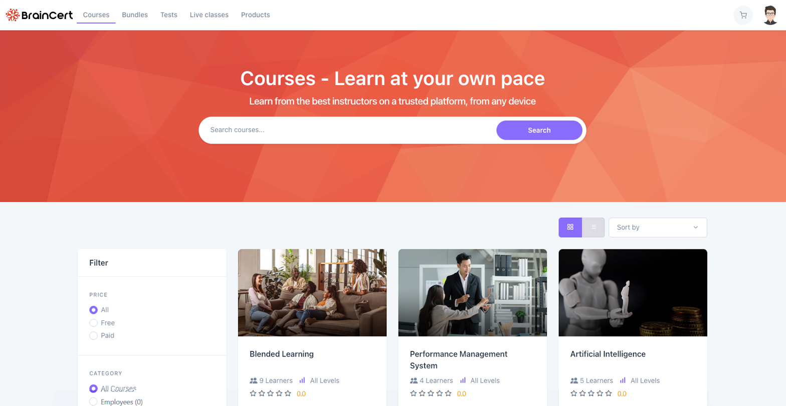 Self paced Courses - BrainCert Unified Training Platform 