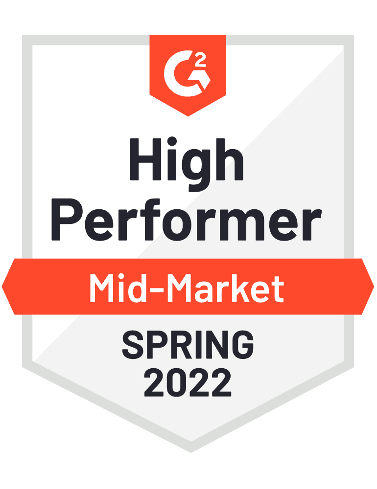 G2 Winter High Performer Mid-Market Spring 2022