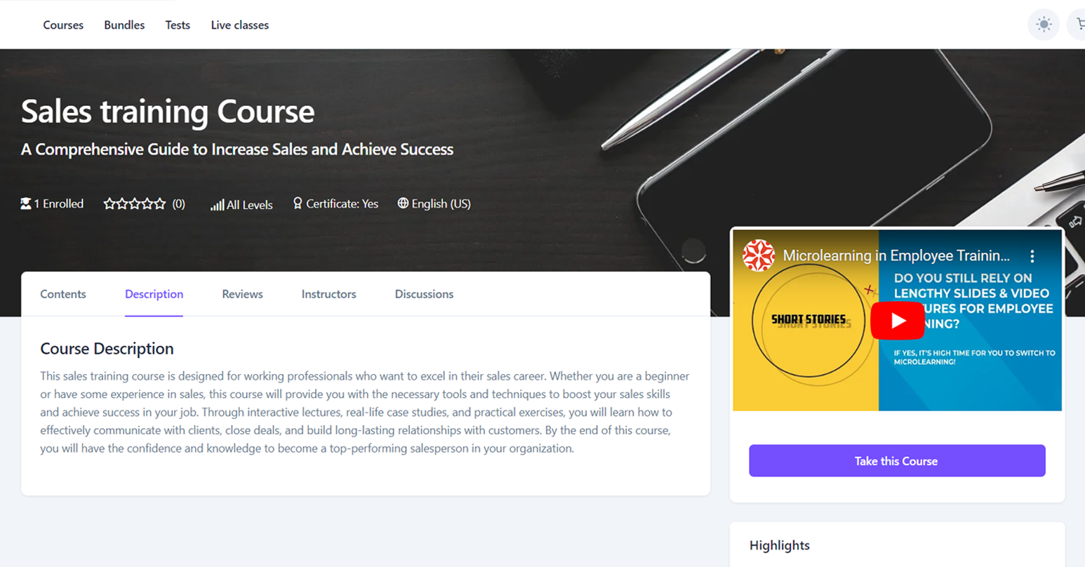 Learner dasboard